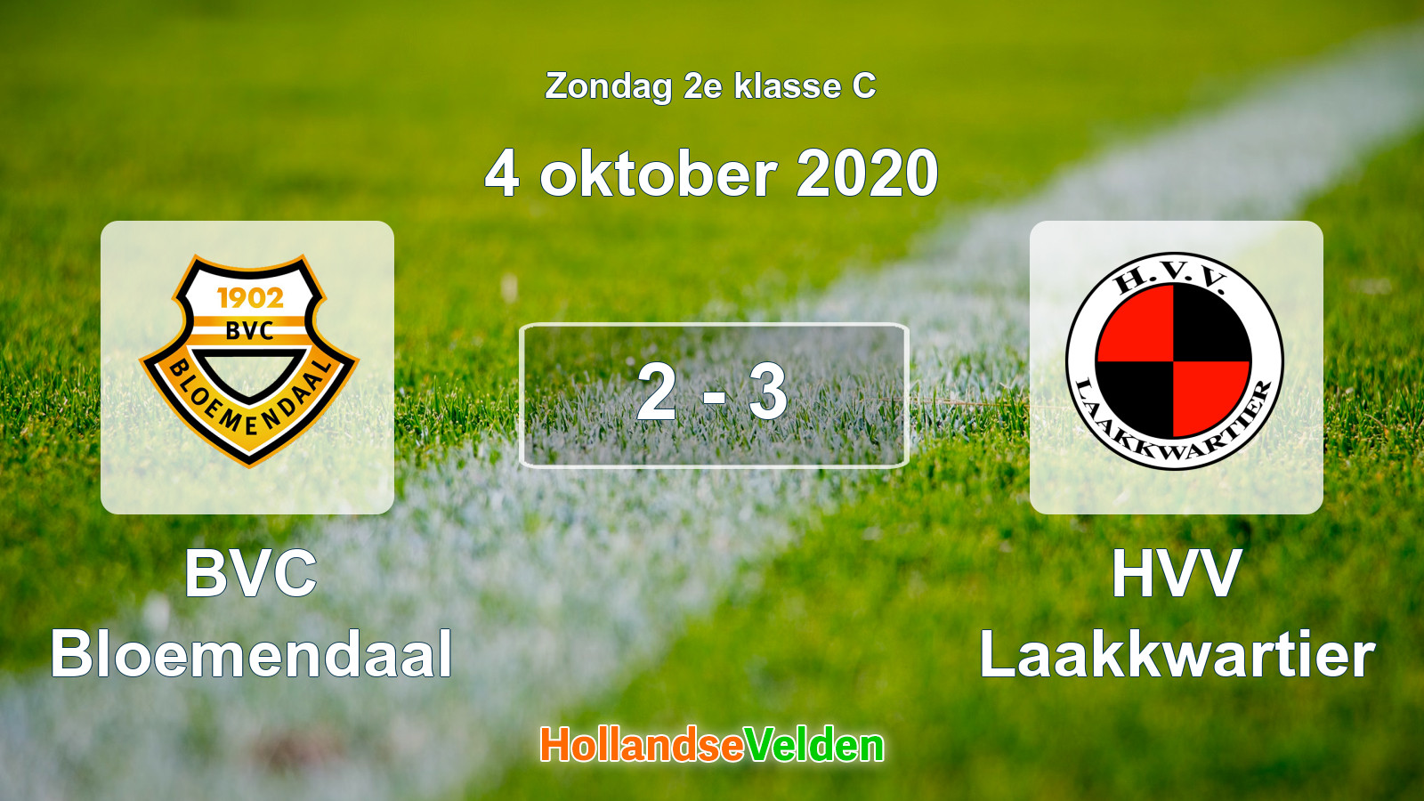 Gespeelde wedstrijd: BVC Bloemendaal - HVV Laakkwartier 2 - 3 (4 oktober 2020)