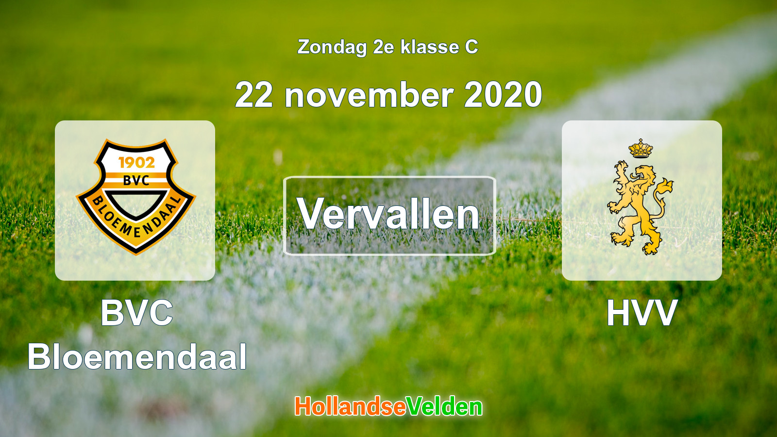 Geplande wedstrijd: BVC Bloemendaal - HVV (22 november 2020)