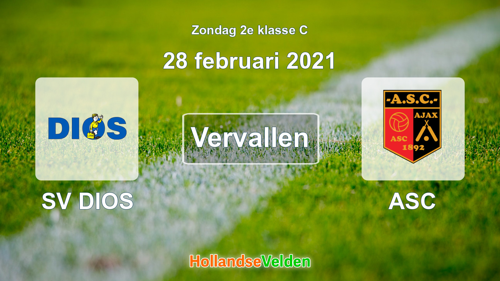 Geplande wedstrijd: SV DIOS - ASC (28 februari 2021)