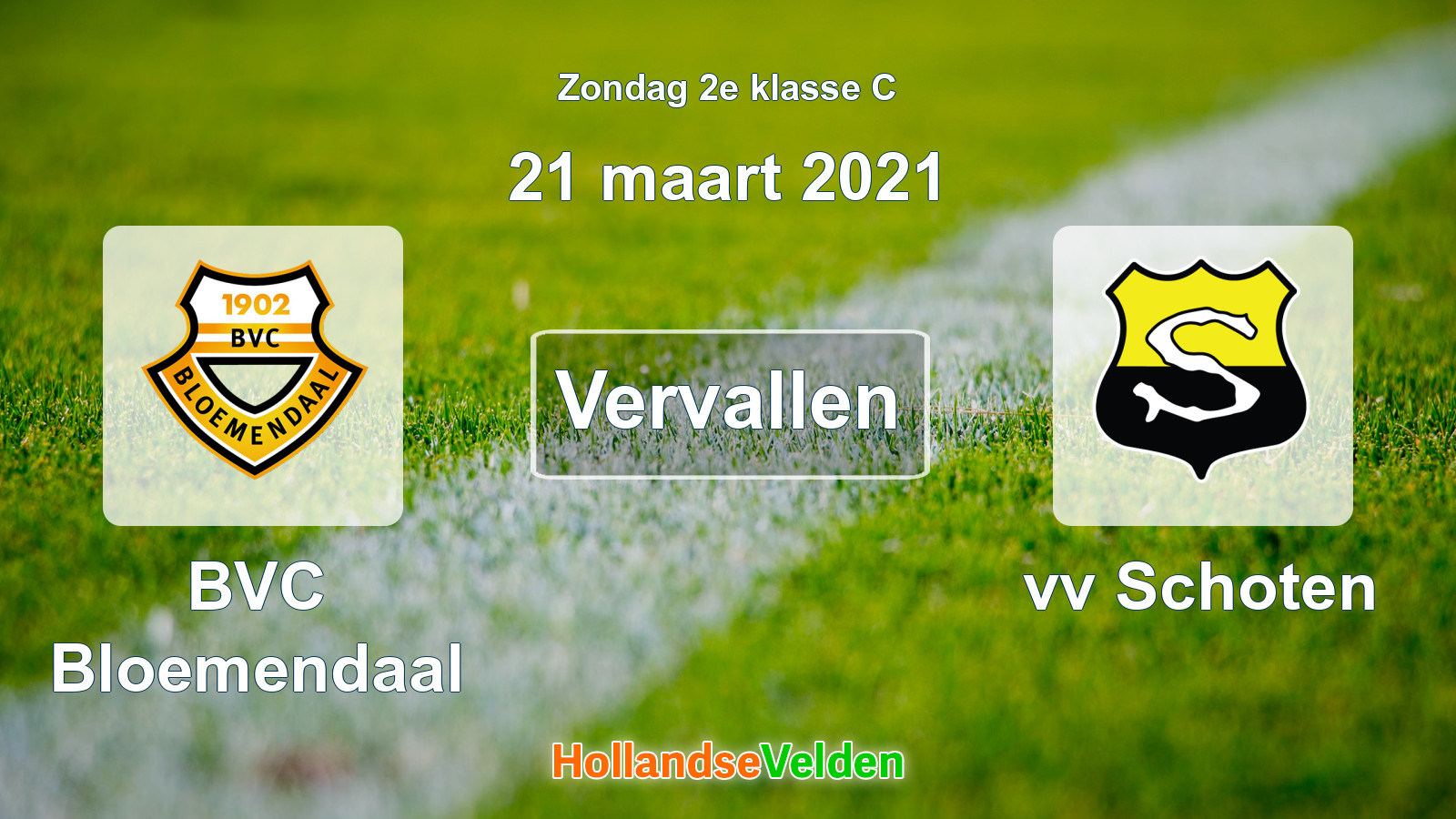 Geplande wedstrijd: BVC Bloemendaal - vv Schoten (21 maart 2021)