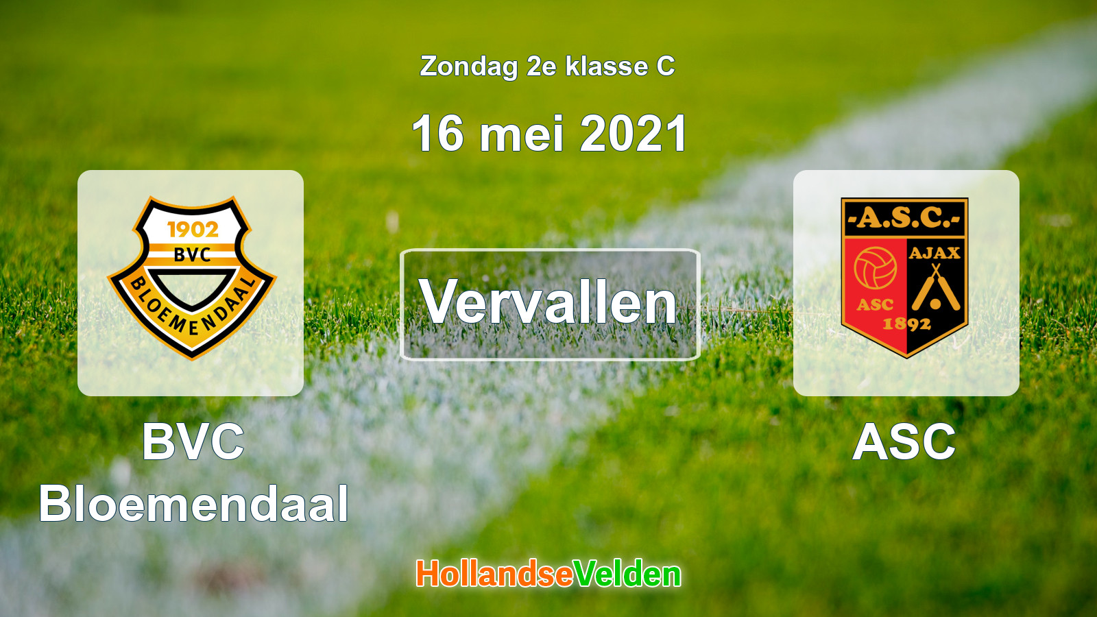 Geplande wedstrijd: BVC Bloemendaal - ASC (16 mei 2021)