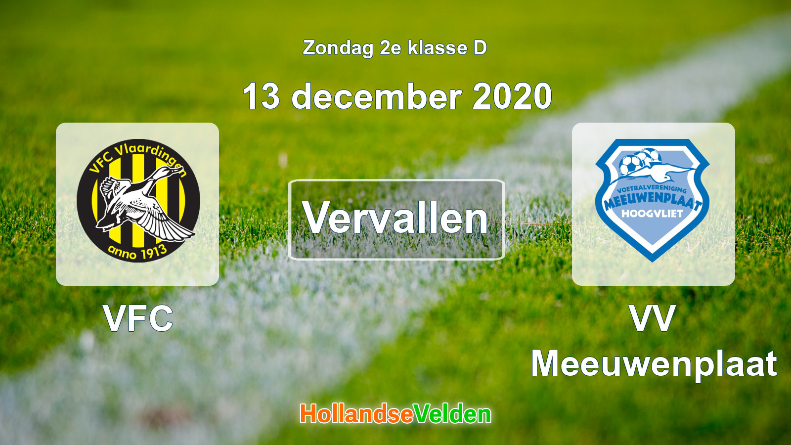 Geplande wedstrijd: VFC - VV Meeuwenplaat (13 december 2020)