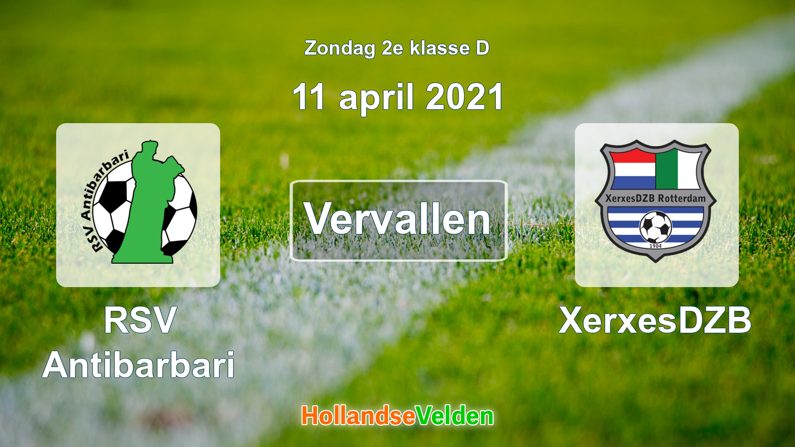 Geplande wedstrijd: RSV Antibarbari - XerxesDZB (11 april 2021)