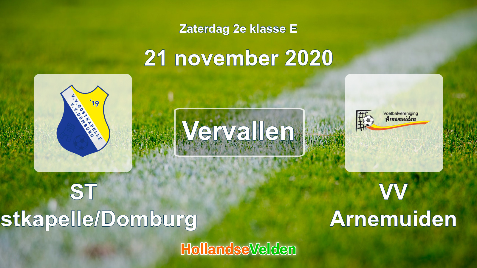 Geplande wedstrijd: ST Oostkapelle/Domburg - VV Arnemuiden (21 november 2020)