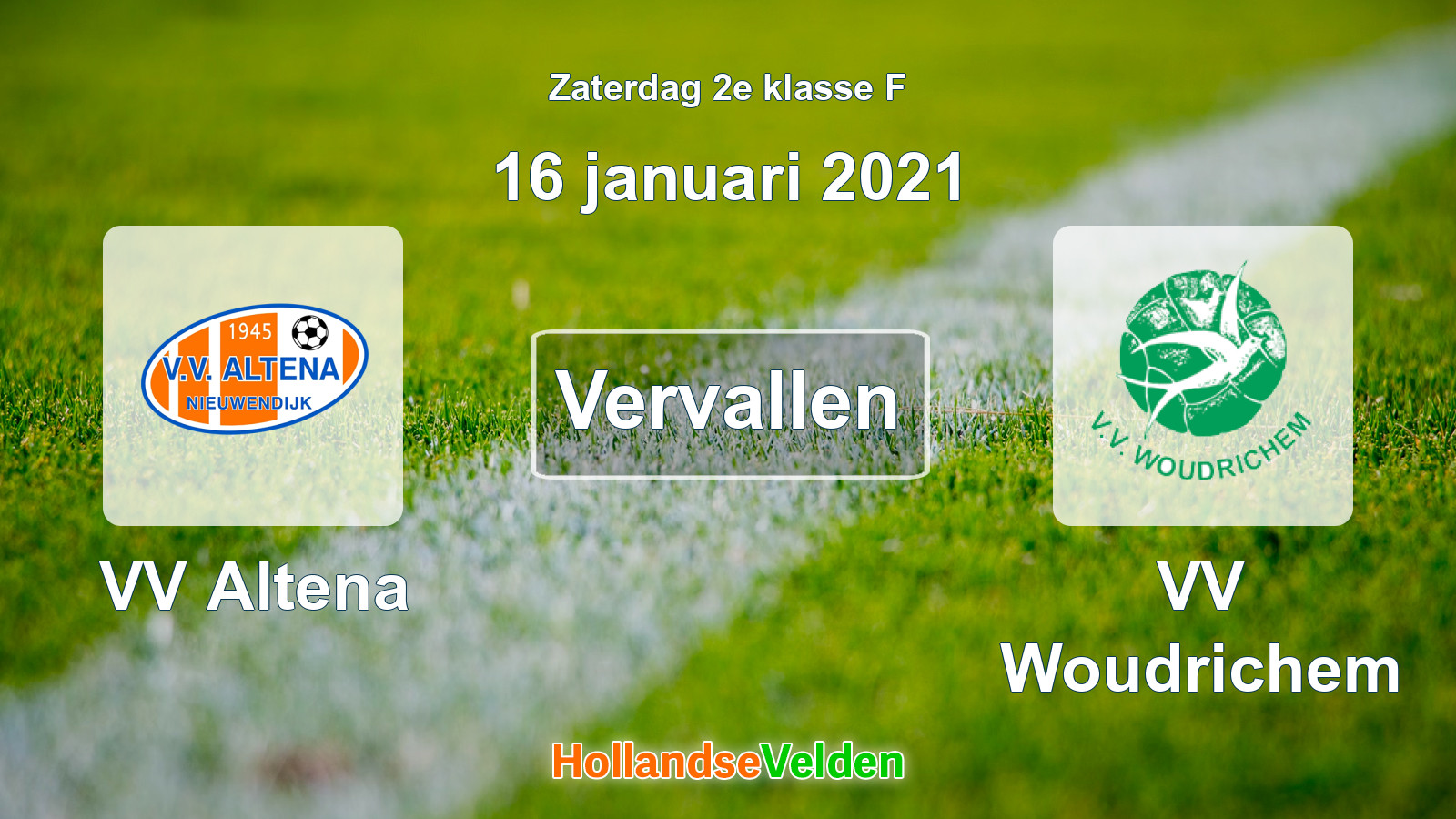 Geplande wedstrijd: VV Altena - VV Woudrichem (16 januari 2021)