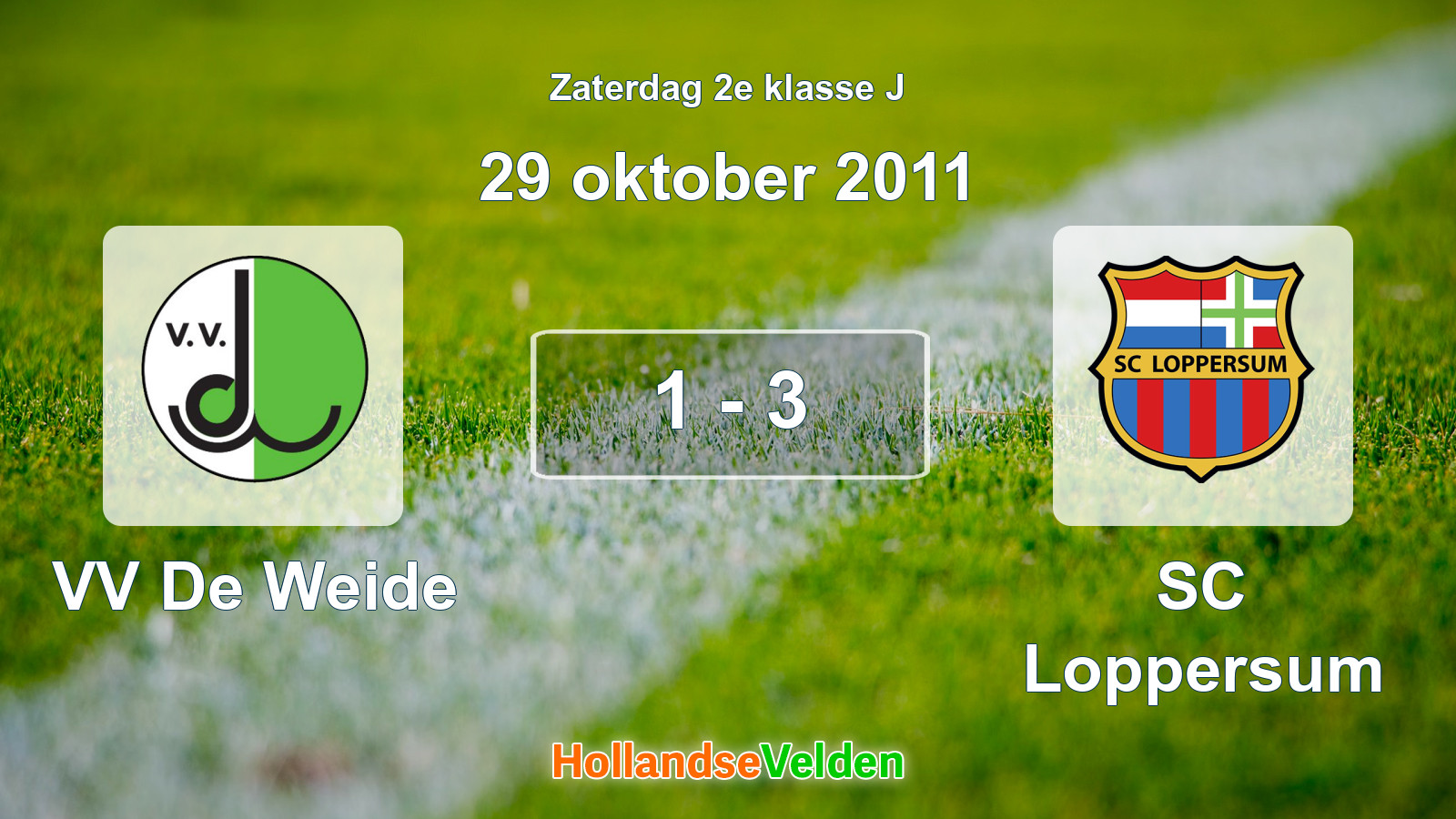 Gespeelde wedstrijd: VV De Weide - SC Loppersum 1 - 3 (29 oktober 2011)
