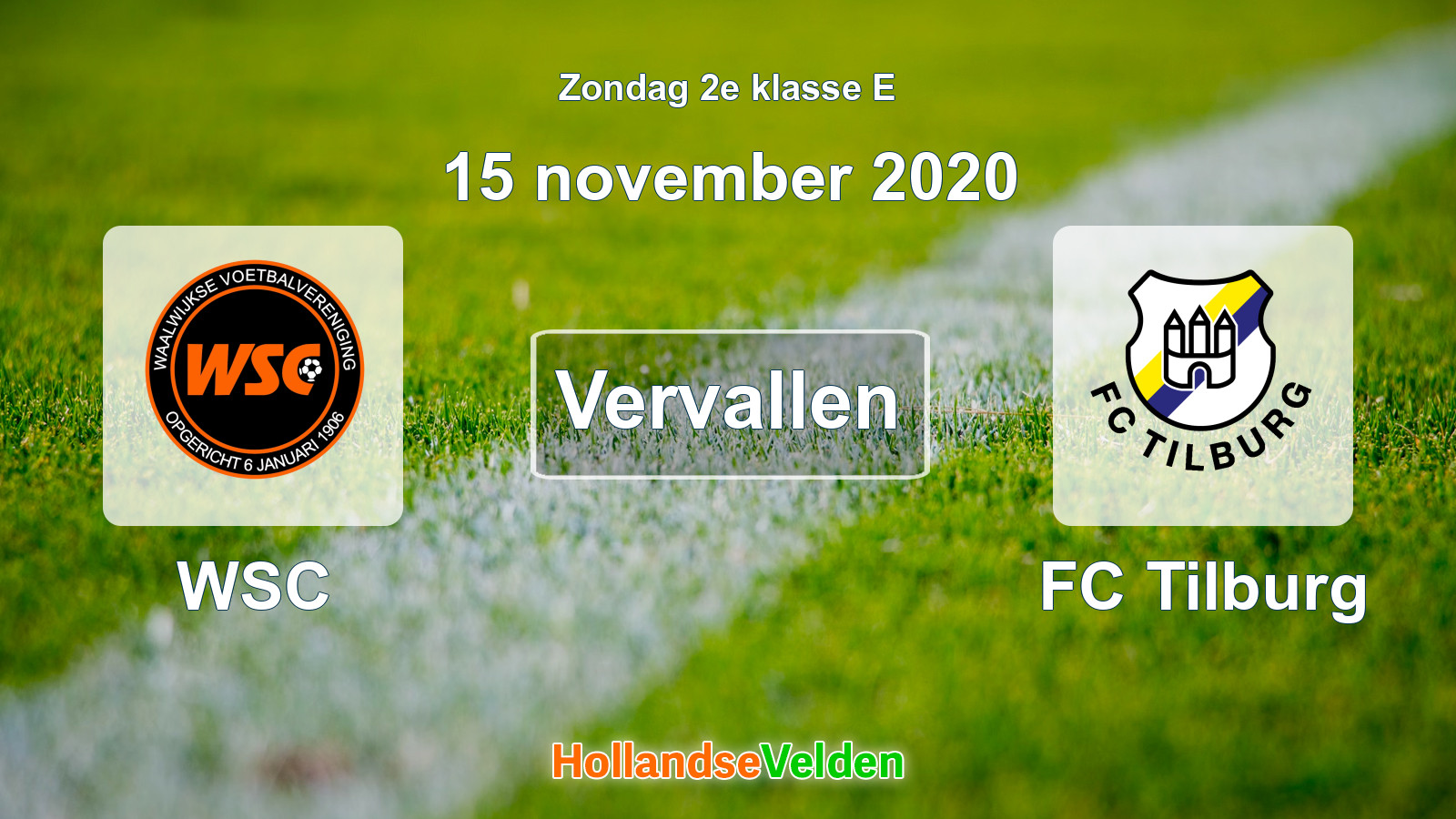 Geplande wedstrijd: WSC - FC Tilburg (15 november 2020)