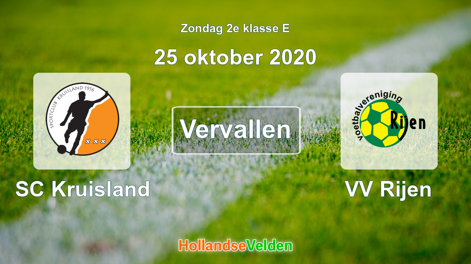 Geplande wedstrijd: SC Kruisland - VV Rijen (25 oktober 2020)