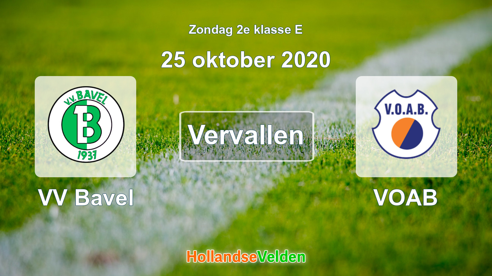 Geplande wedstrijd: VV Bavel - VOAB (25 oktober 2020)