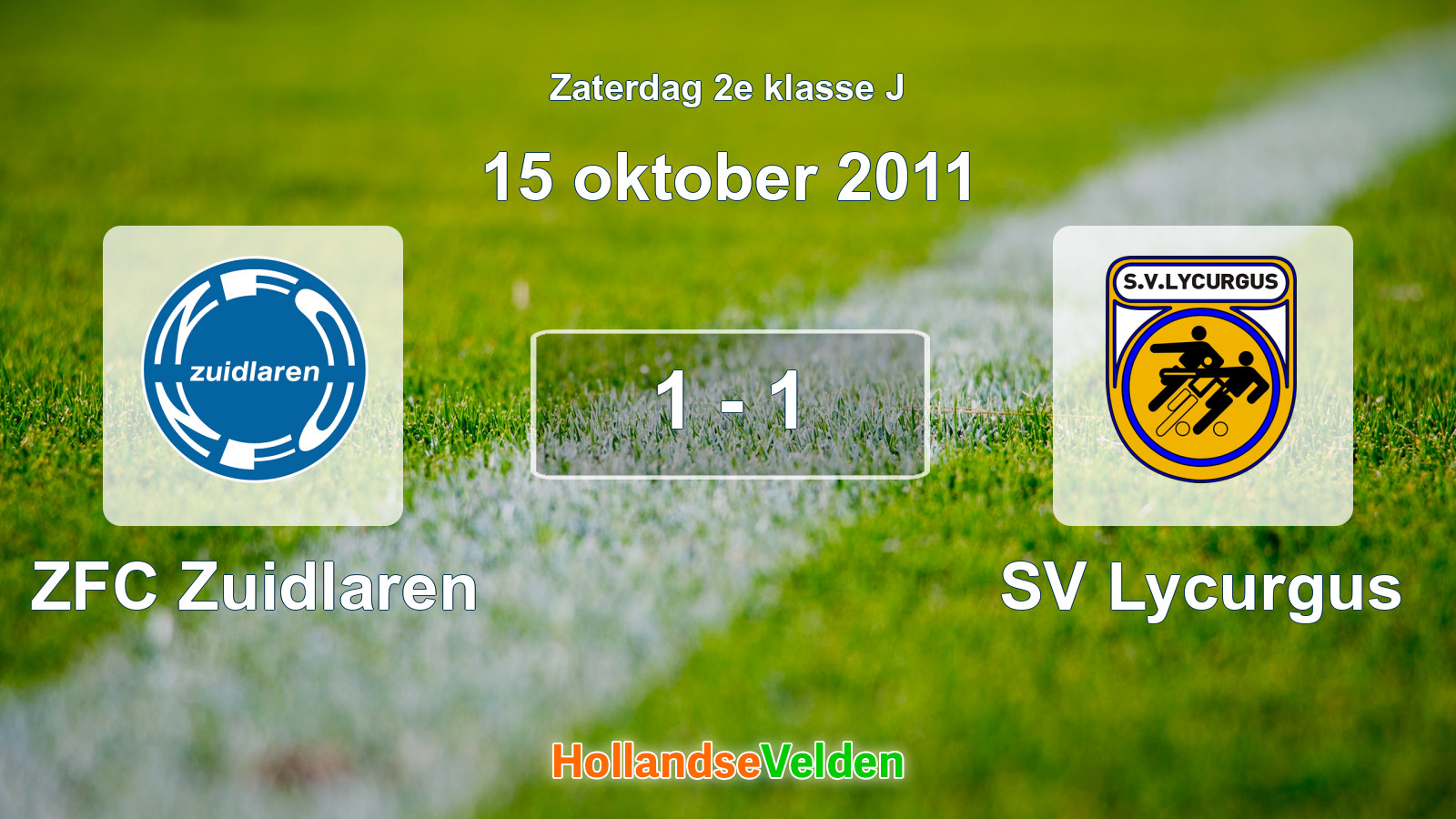 Gespeelde wedstrijd: ZFC Zuidlaren - SV Lycurgus 1 - 1 (15 oktober 2011)