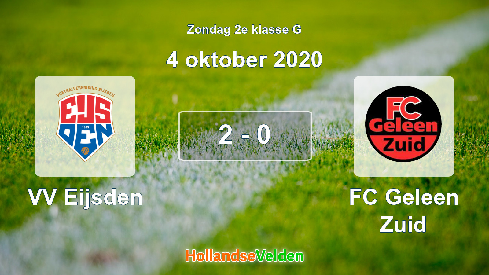 Gespeelde wedstrijd: VV Eijsden - FC Geleen Zuid 2 - 0 (4 oktober 2020)