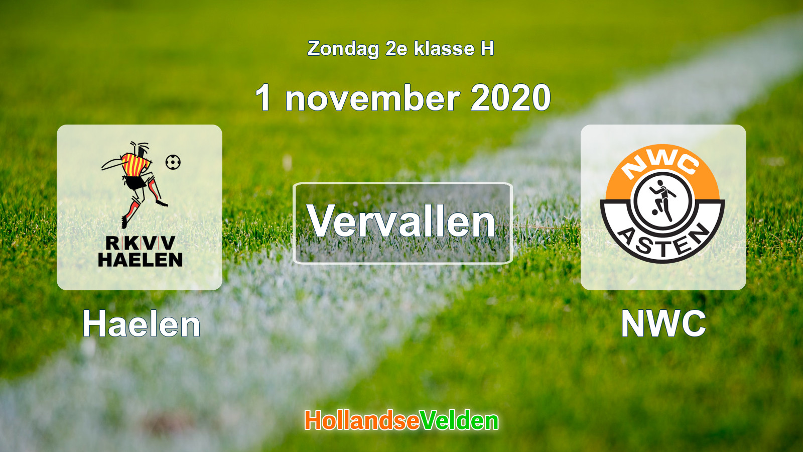 Geplande wedstrijd: Haelen - NWC (1 november 2020)