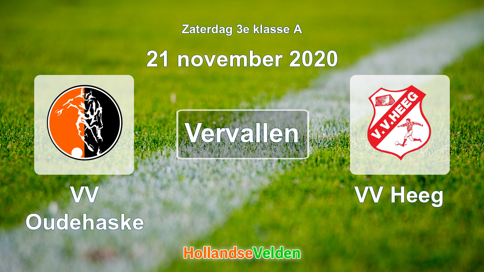 Geplande wedstrijd: VV Oudehaske - VV Heeg (21 november 2020)