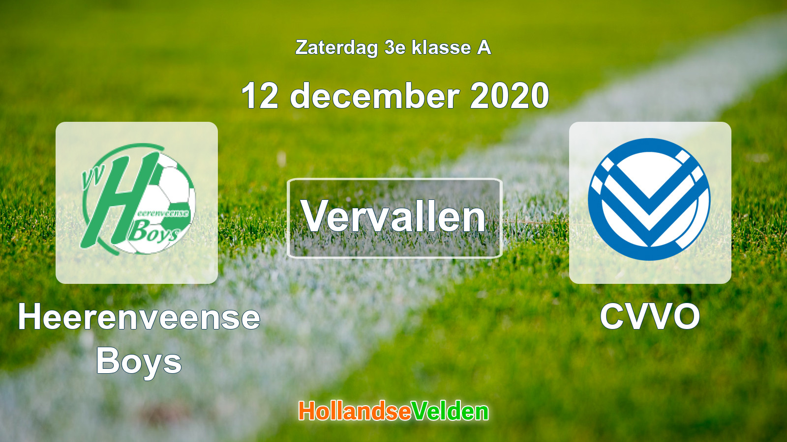 Geplande wedstrijd: Heerenveense Boys - CVVO (12 december 2020)