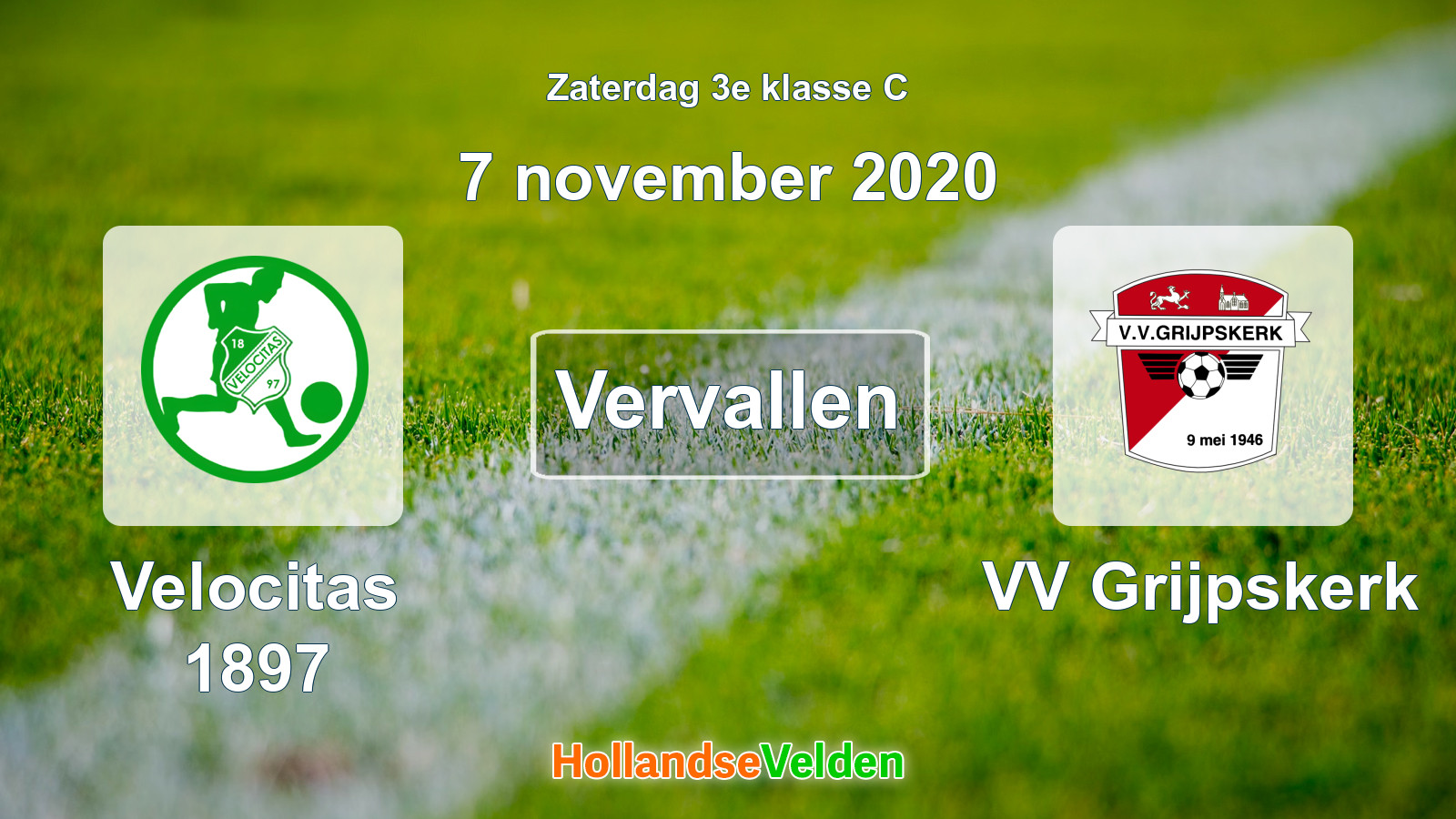 Geplande wedstrijd: Velocitas 1897 - VV Grijpskerk (7 november 2020)