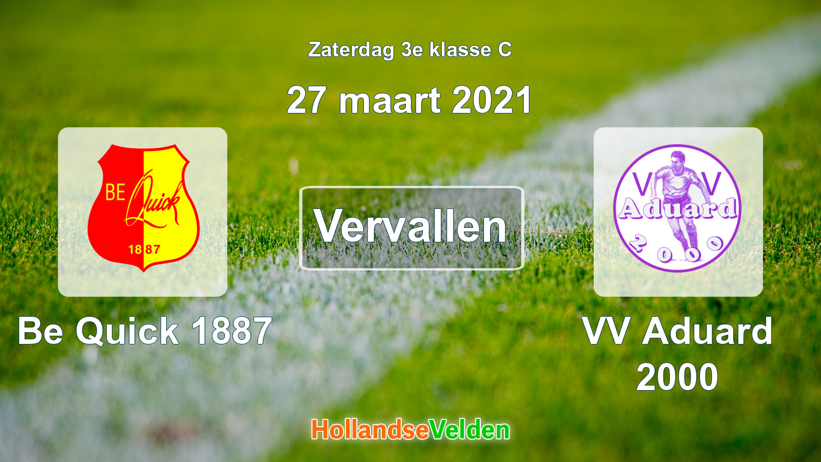 Geplande wedstrijd: Be Quick 1887 - VV Aduard 2000 (27 maart 2021)
