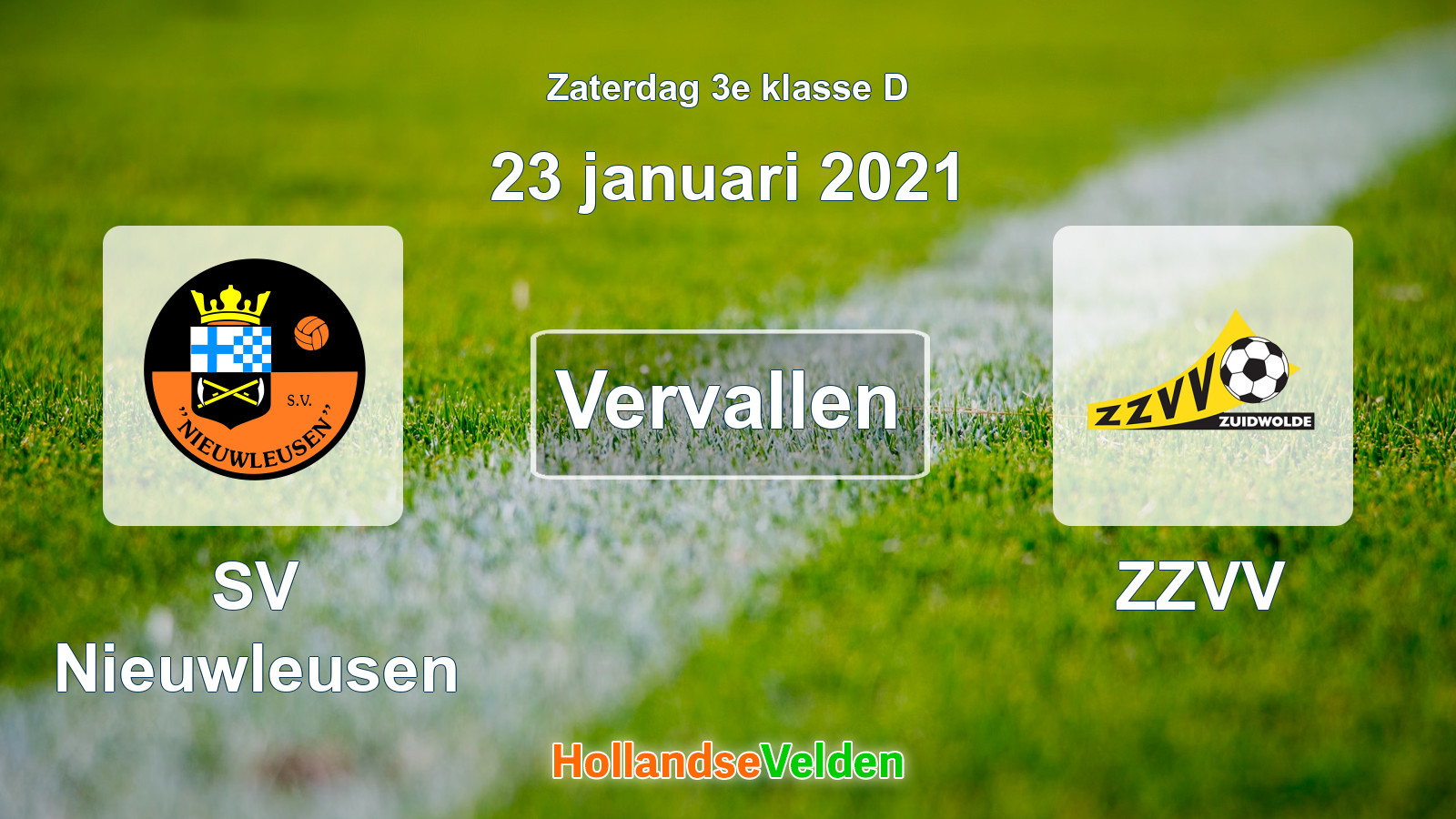Geplande wedstrijd: SV Nieuwleusen - ZZVV (23 januari 2021)