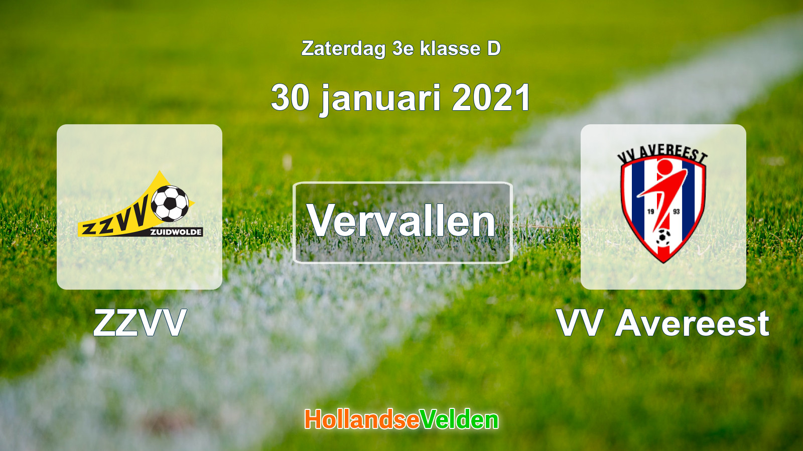 Geplande wedstrijd: ZZVV - VV Avereest (30 januari 2021)