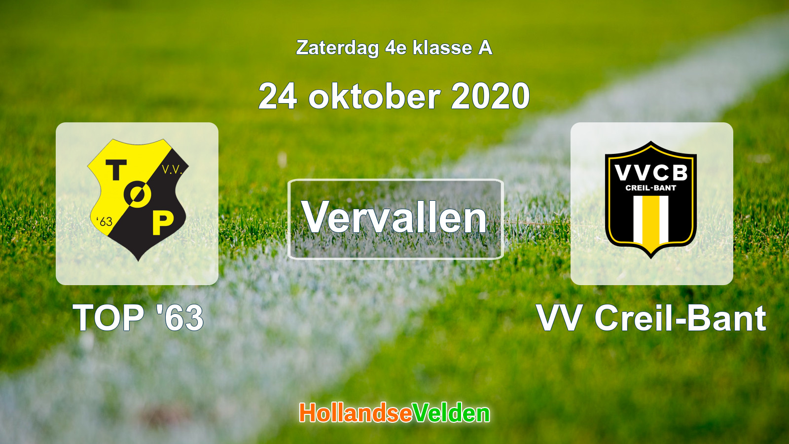 Geplande wedstrijd: TOP '63 - VV Creil-Bant (24 oktober 2020)