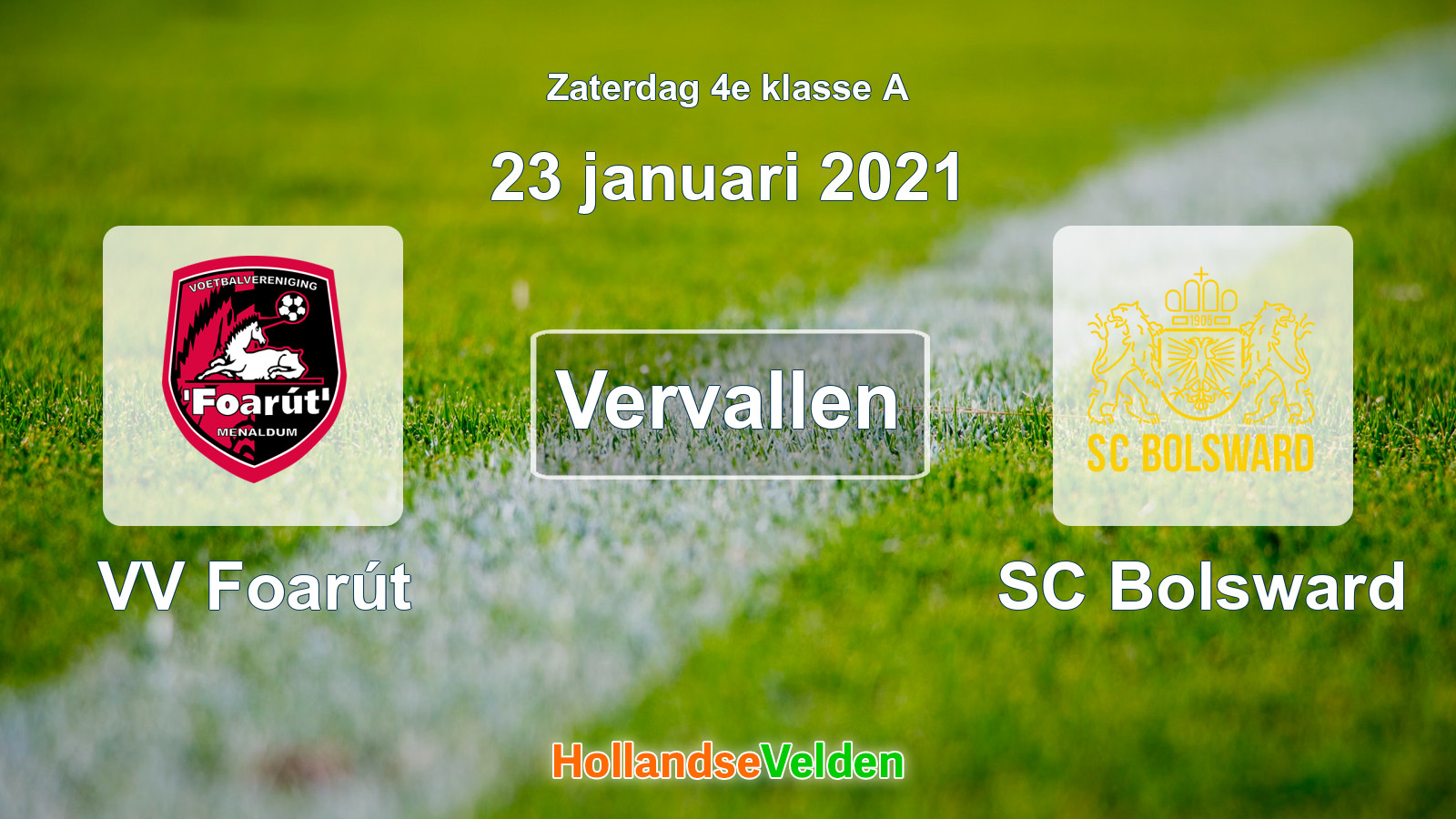 Geplande wedstrijd: VV Foarút - SC Bolsward (23 januari 2021)