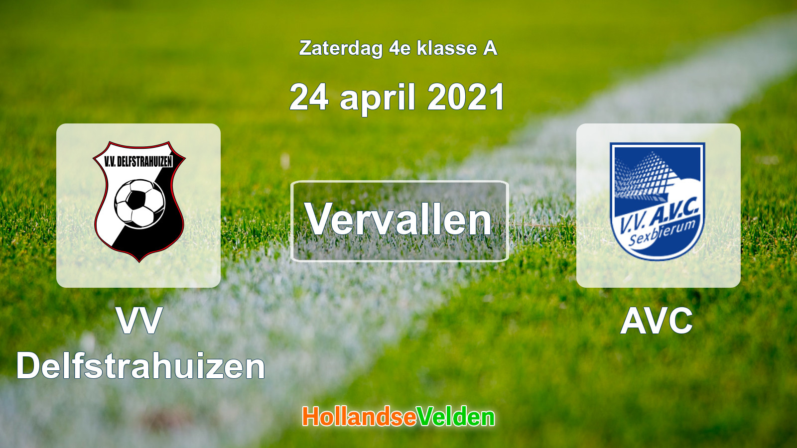 Geplande wedstrijd: VV Delfstrahuizen - AVC (24 april 2021)