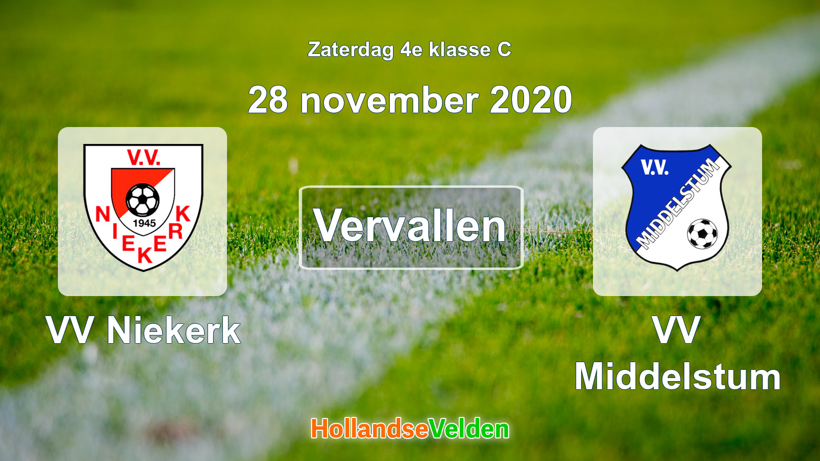 Geplande wedstrijd: VV Niekerk - VV Middelstum (28 november 2020)