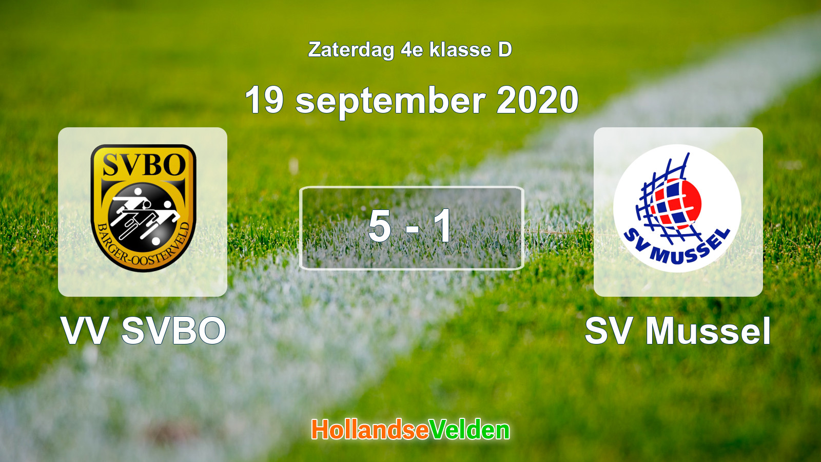 Gespeelde wedstrijd: VV SVBO - SV Mussel 5 - 1 (19 september 2020)