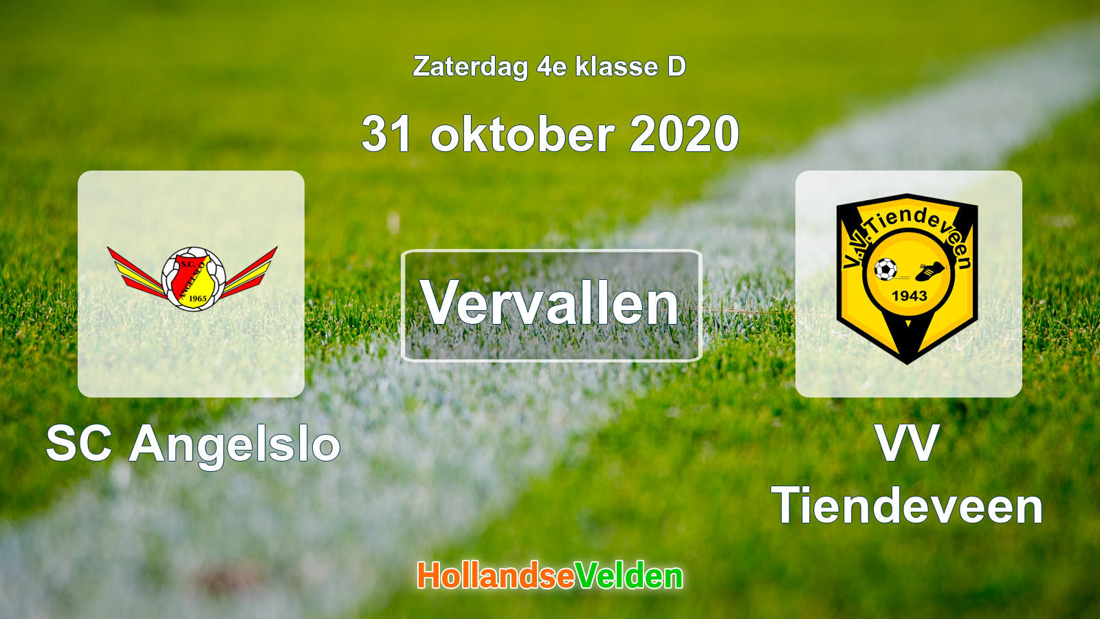 Geplande wedstrijd: SC Angelslo - VV Tiendeveen (31 oktober 2020)