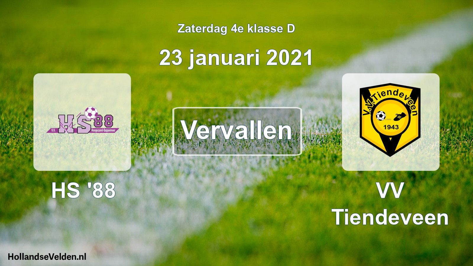 Geplande wedstrijd: HS '88 - VV Tiendeveen (23 januari 2021)