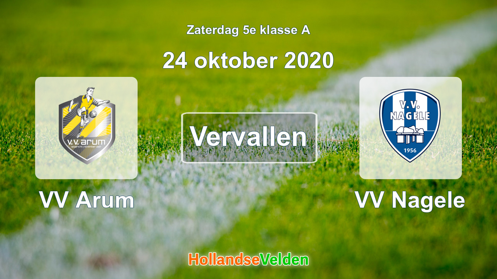 Geplande wedstrijd: VV Arum - VV Nagele (24 oktober 2020)