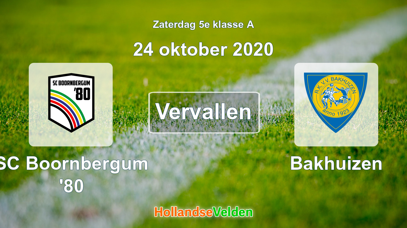 Geplande wedstrijd: SC Boornbergum '80 - Bakhuizen (24 oktober 2020)