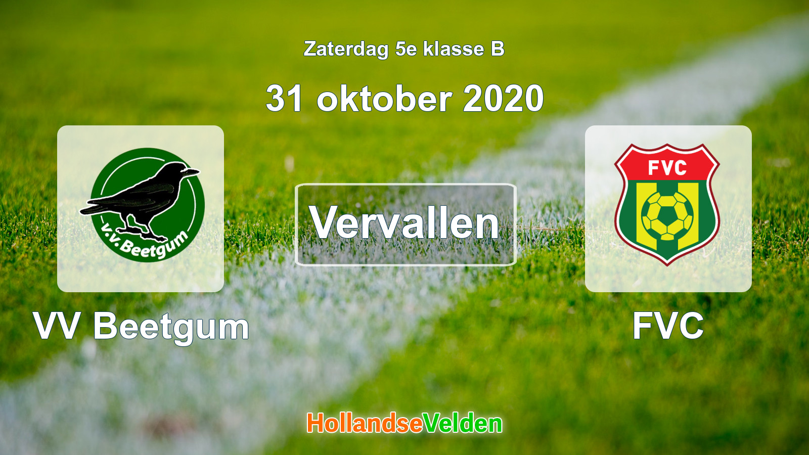 Geplande wedstrijd: VV Beetgum - FVC (31 oktober 2020)