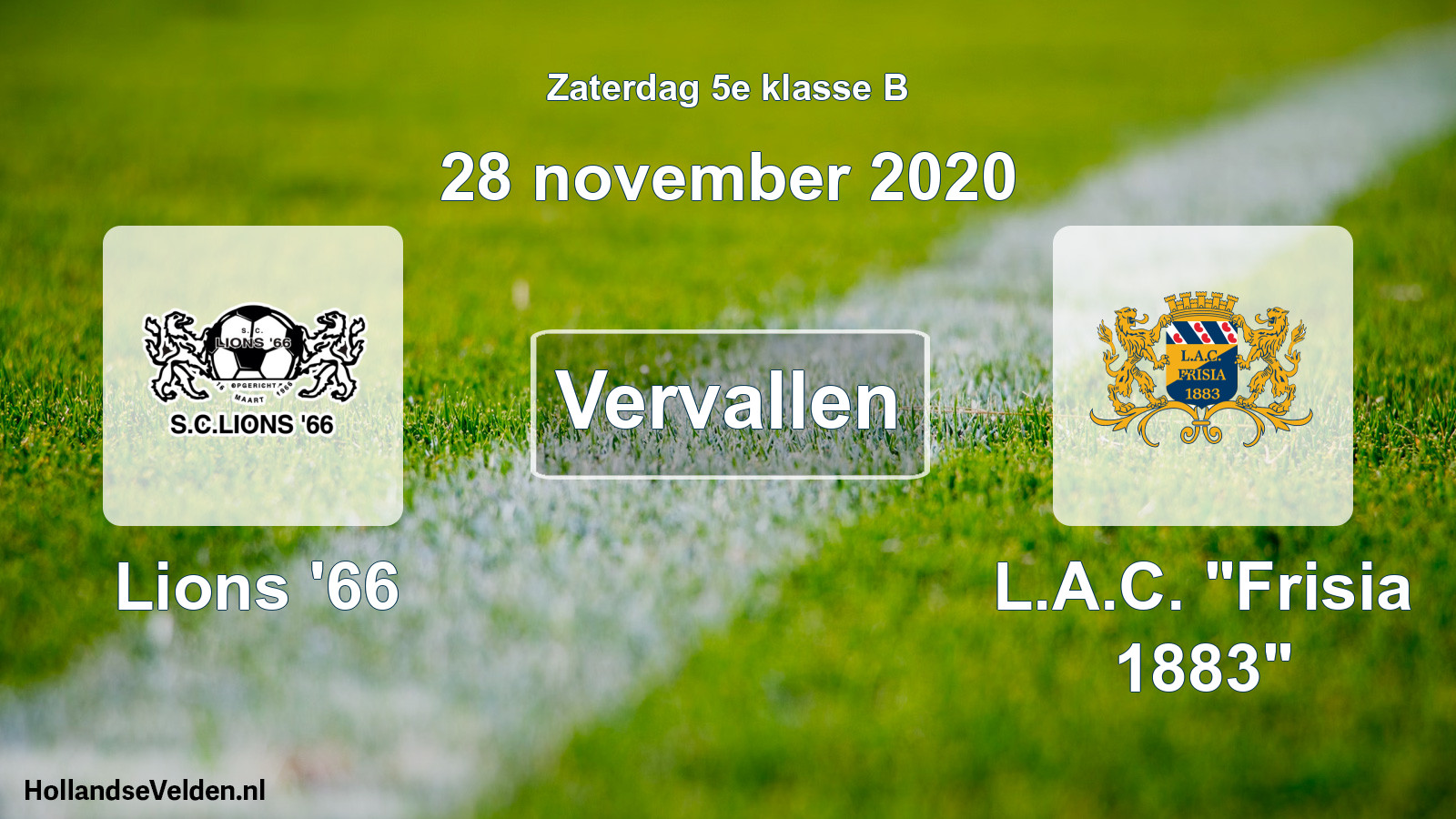 Geplande wedstrijd: Lions '66 - L.A.C. 