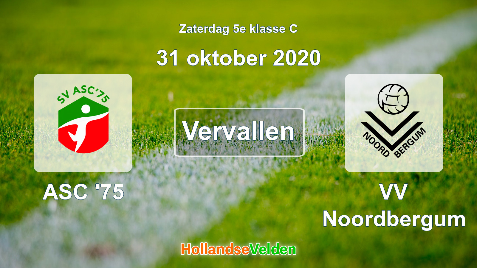 Geplande wedstrijd: ASC '75 - VV Noordbergum (31 oktober 2020)