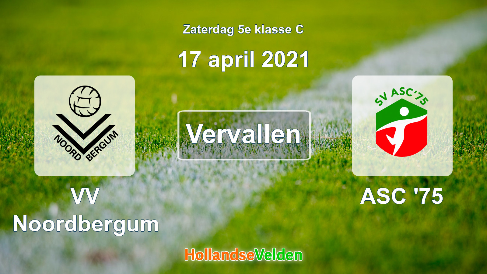 Geplande wedstrijd: VV Noordbergum - ASC '75 (17 april 2021)