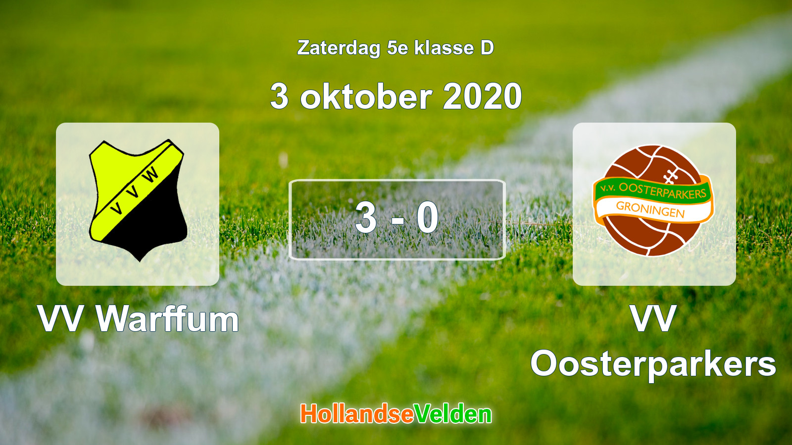 Gespeelde wedstrijd: VV Warffum - VV Oosterparkers 3 - 0 (3 oktober 2020)