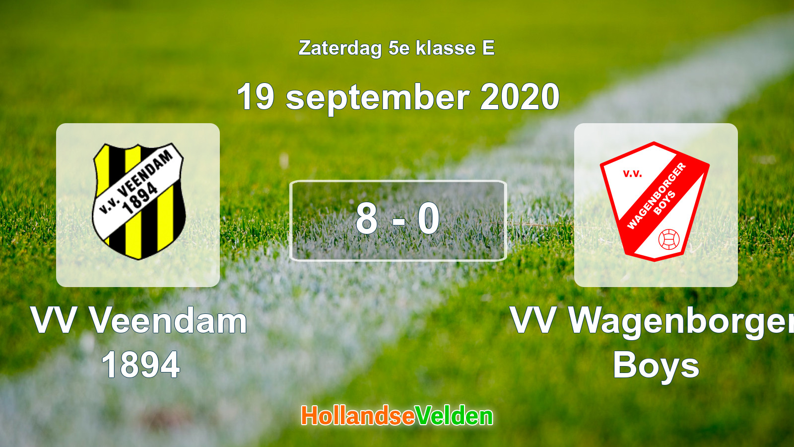 Gespeelde wedstrijd: VV Veendam 1894 - VV Wagenborger Boys 8 - 0 (19 september 2020)