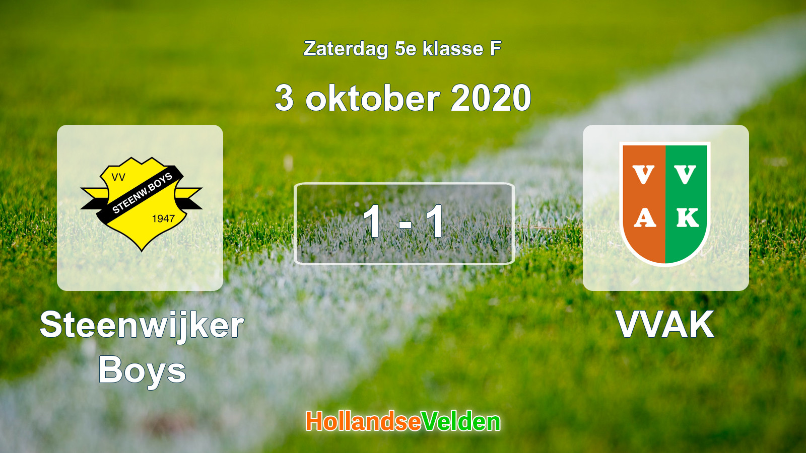 Gespeelde wedstrijd: Steenwijker Boys - VVAK 1 - 1 (3 oktober 2020)
