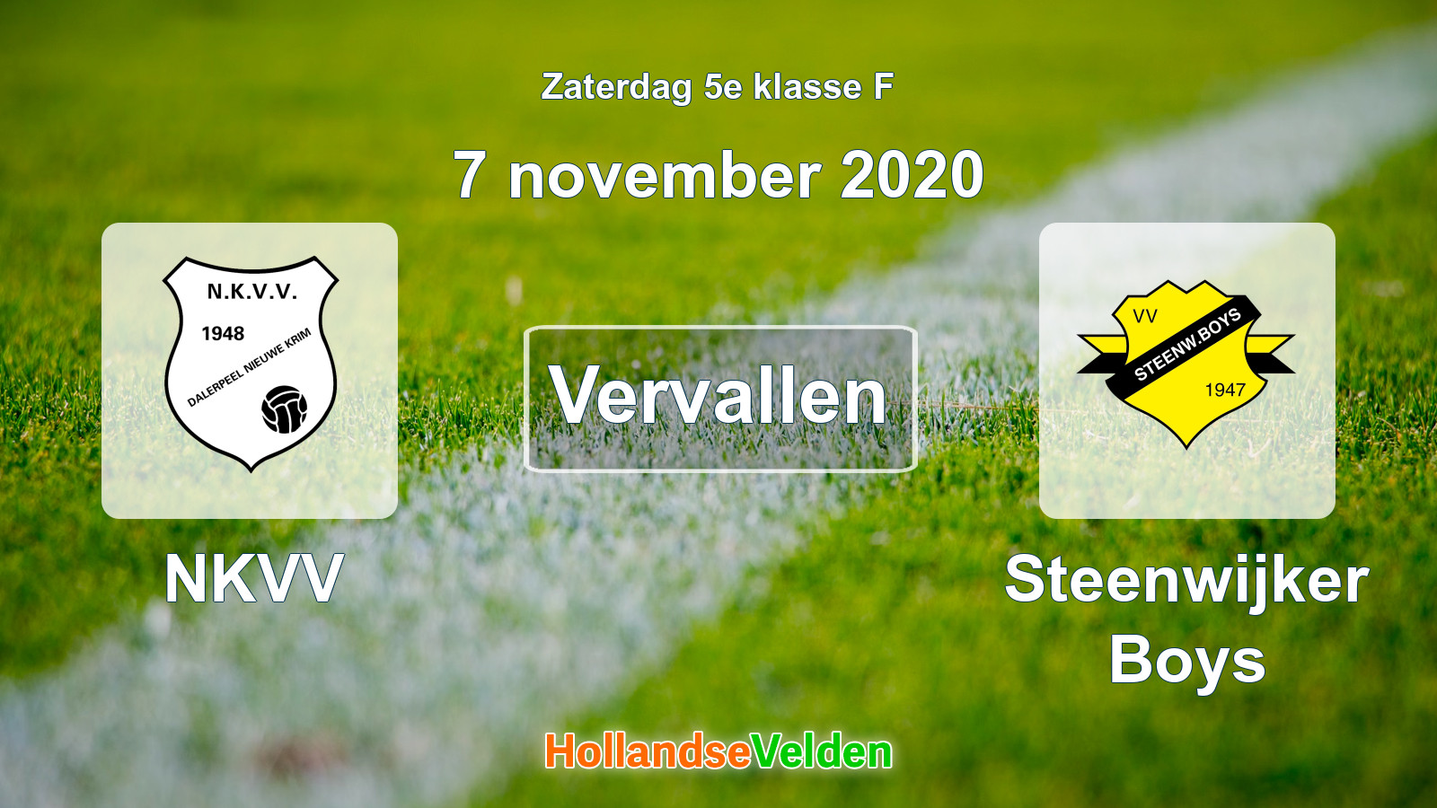 Geplande wedstrijd: NKVV - Steenwijker Boys (7 november 2020)