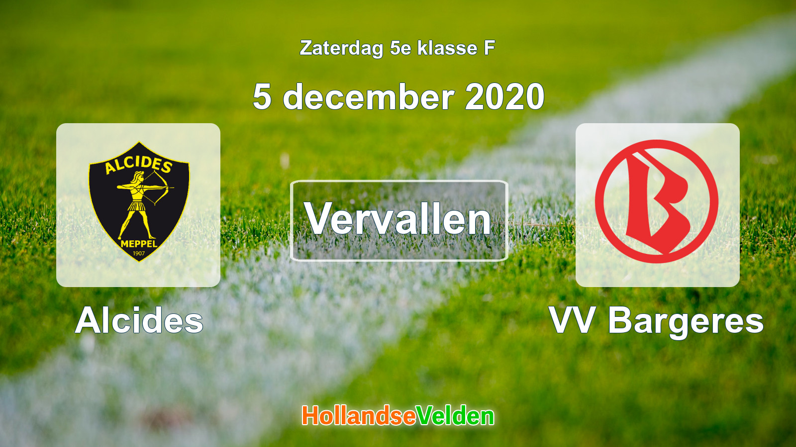 Geplande wedstrijd: Alcides - VV Bargeres (5 december 2020)