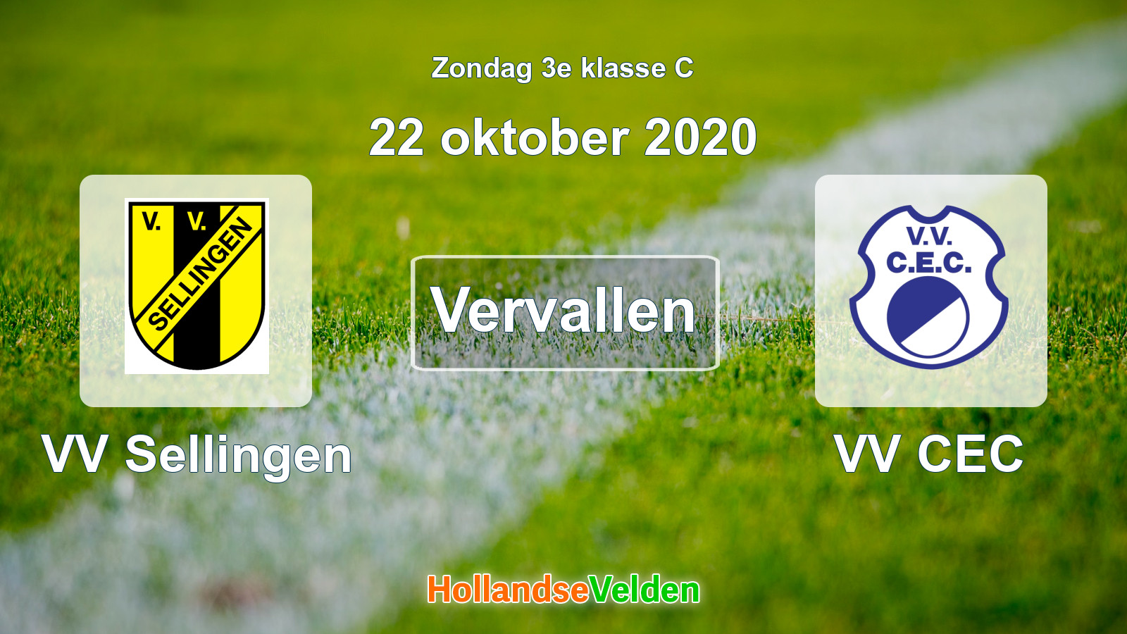 Geplande wedstrijd: VV Sellingen - VV CEC (22 oktober 2020)