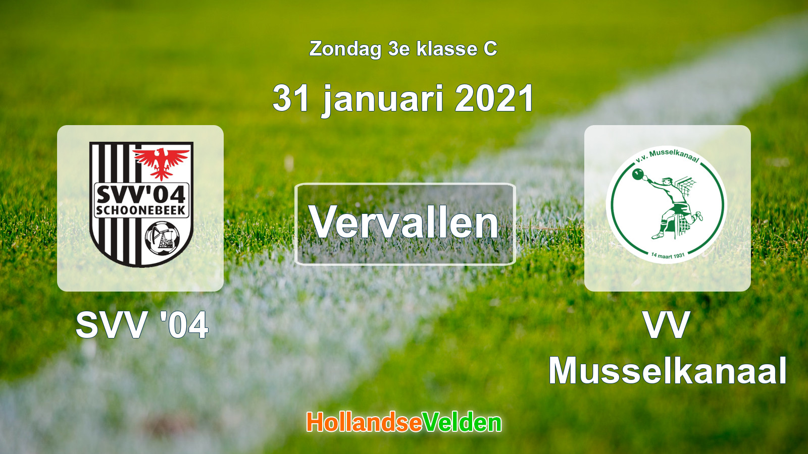 Geplande wedstrijd: SVV '04 - VV Musselkanaal (31 januari 2021)