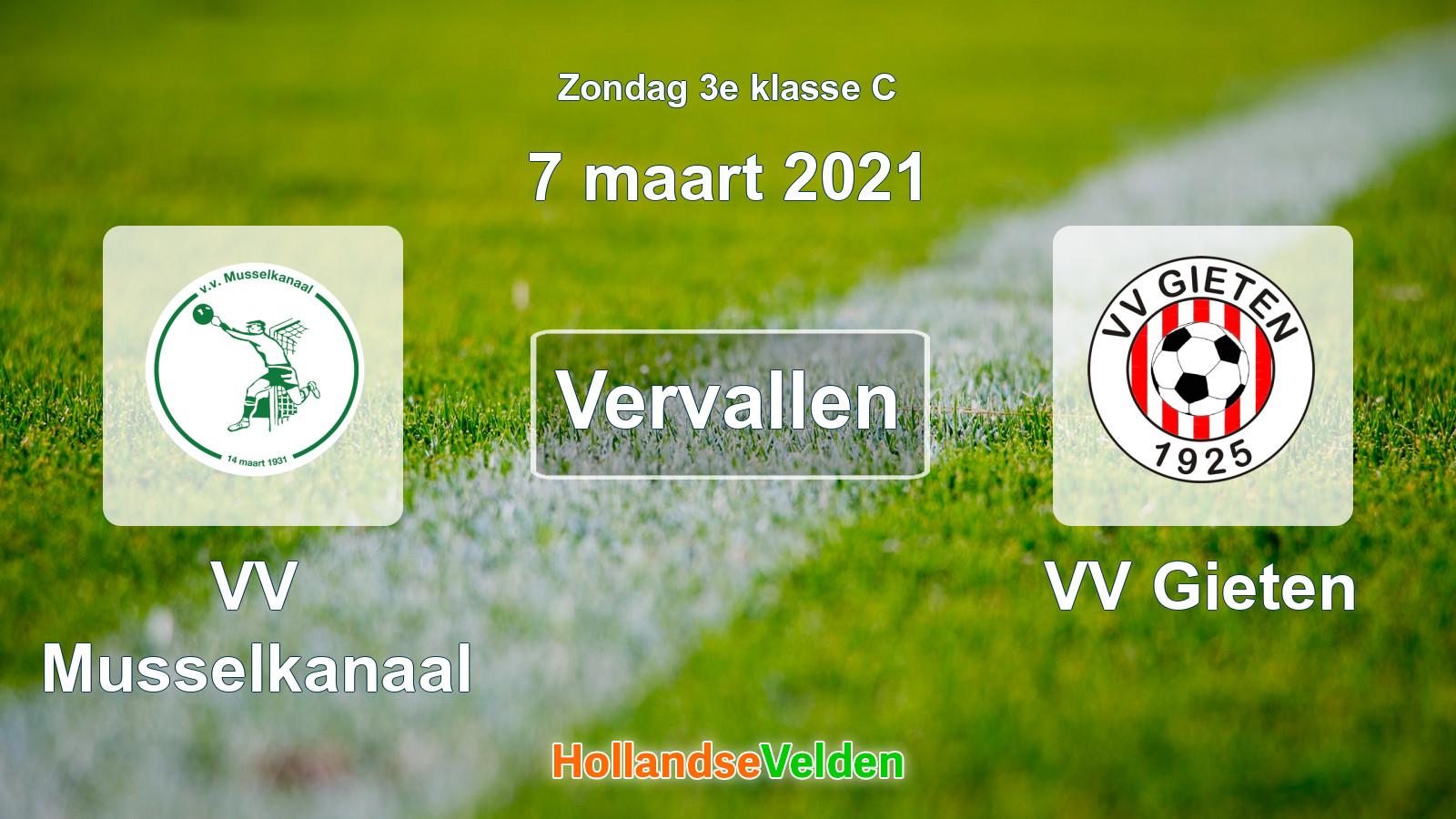 Geplande wedstrijd: VV Musselkanaal - VV Gieten (7 maart 2021)