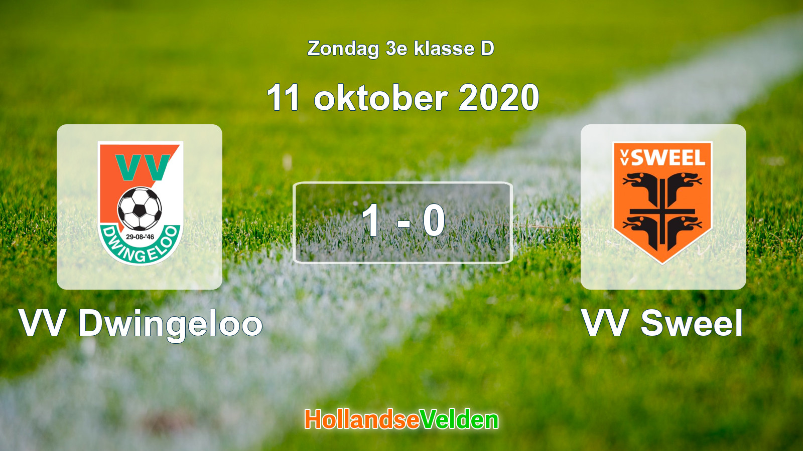 Gespeelde wedstrijd: VV Dwingeloo - VV Sweel 1 - 0 (11 oktober 2020)