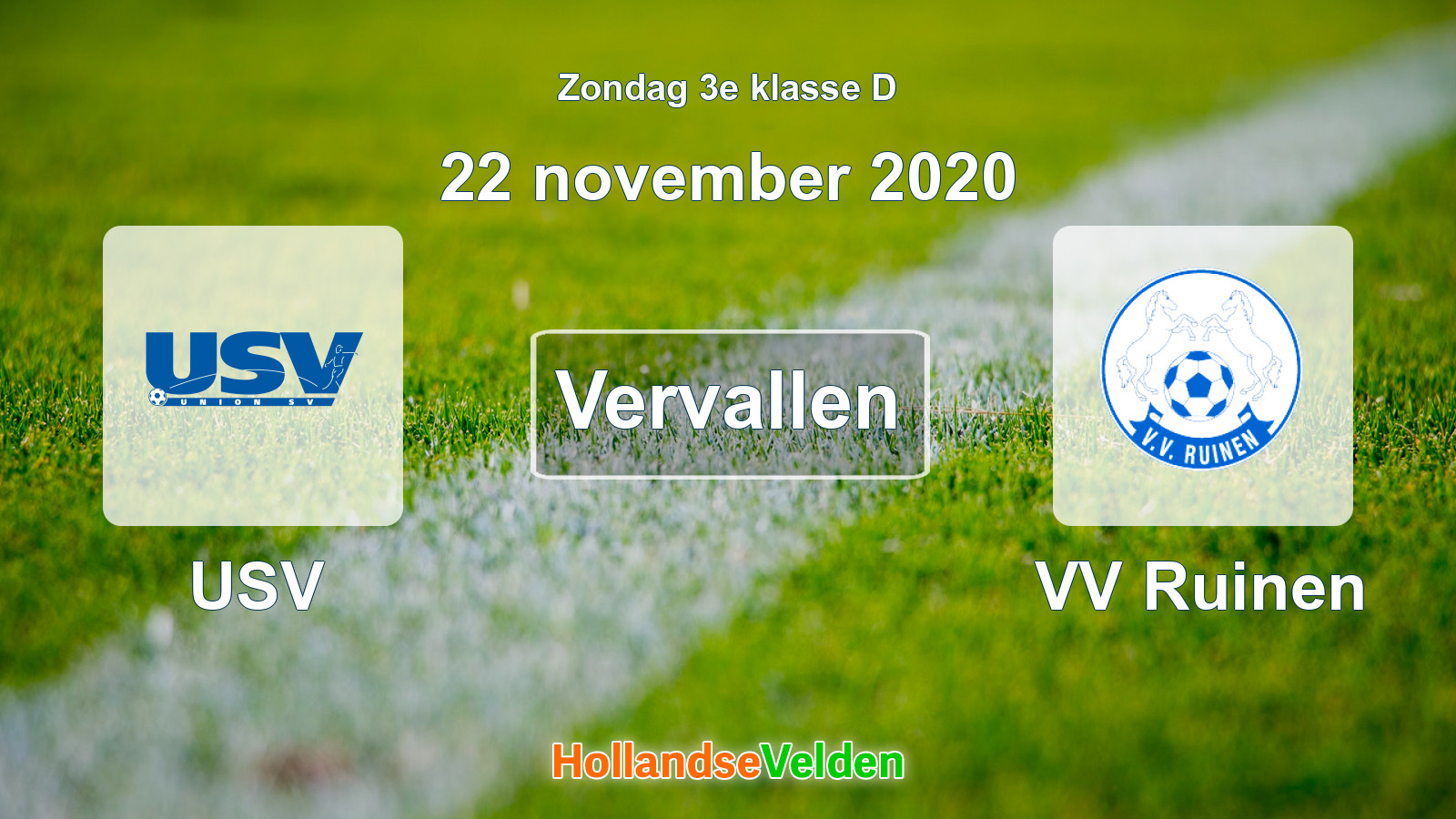 Geplande wedstrijd: USV - VV Ruinen (22 november 2020)
