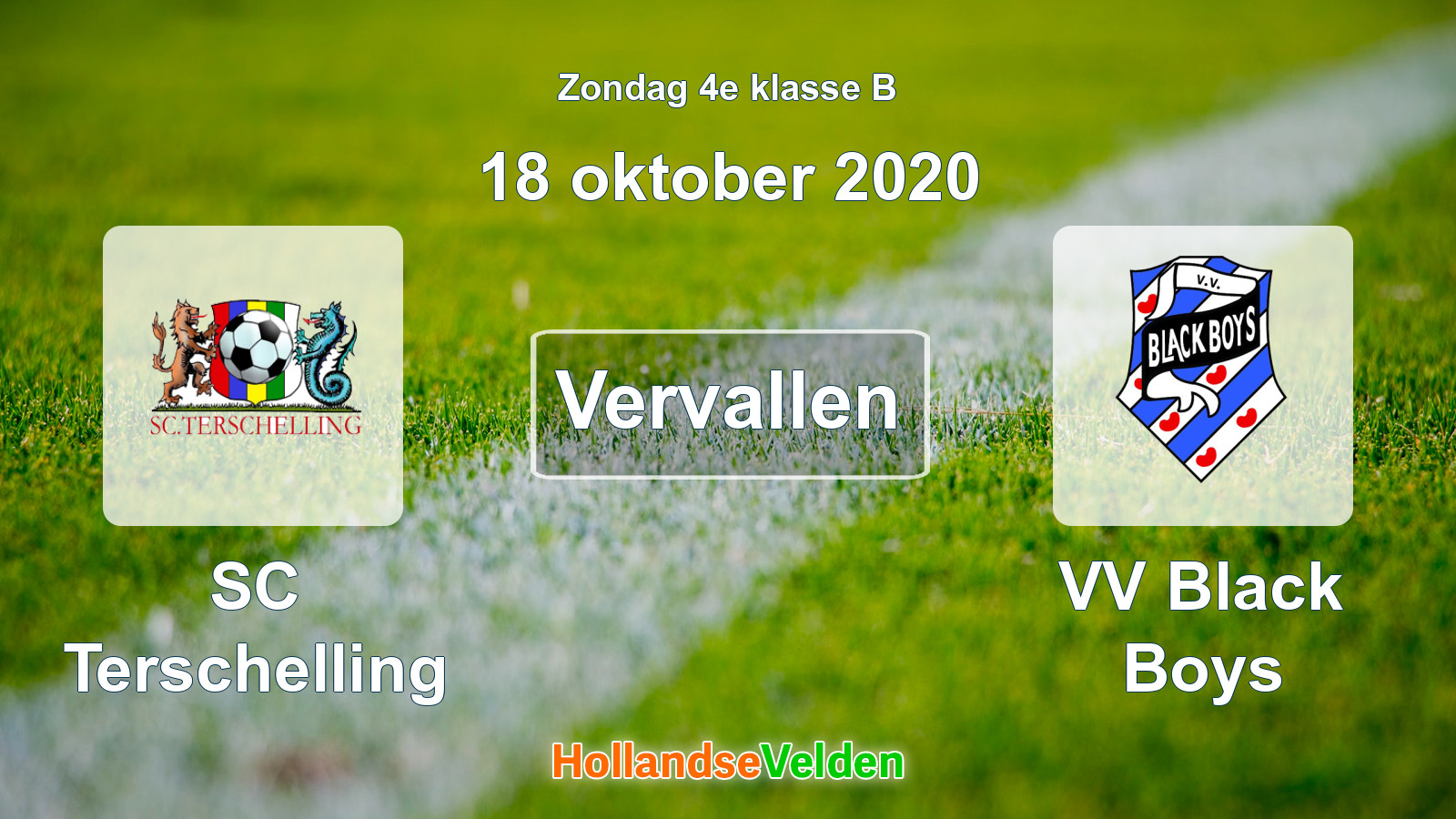 Geplande wedstrijd: SC Terschelling - VV Black Boys (18 oktober 2020)