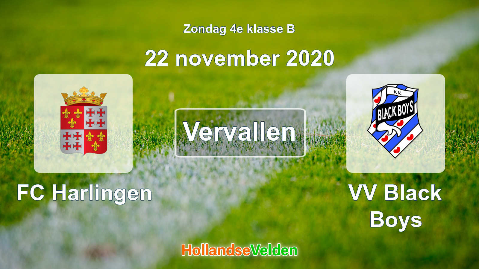 Geplande wedstrijd: FC Harlingen - VV Black Boys (22 november 2020)