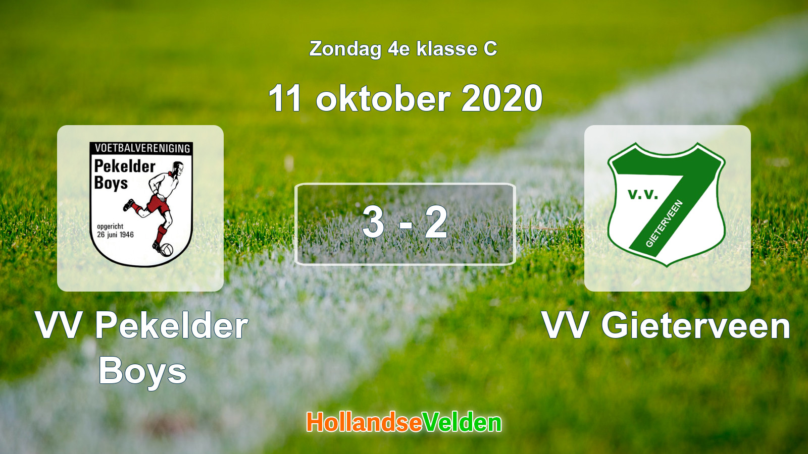 Gespeelde wedstrijd: VV Pekelder Boys - VV Gieterveen 3 - 2 (11 oktober 2020)