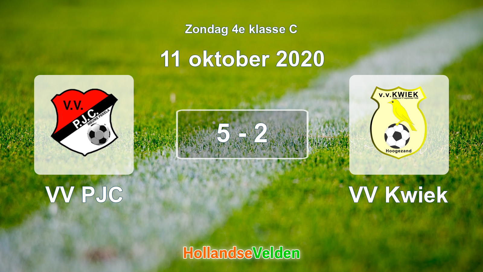 Gespeelde wedstrijd: VV PJC - VV Kwiek 5 - 2 (11 oktober 2020)