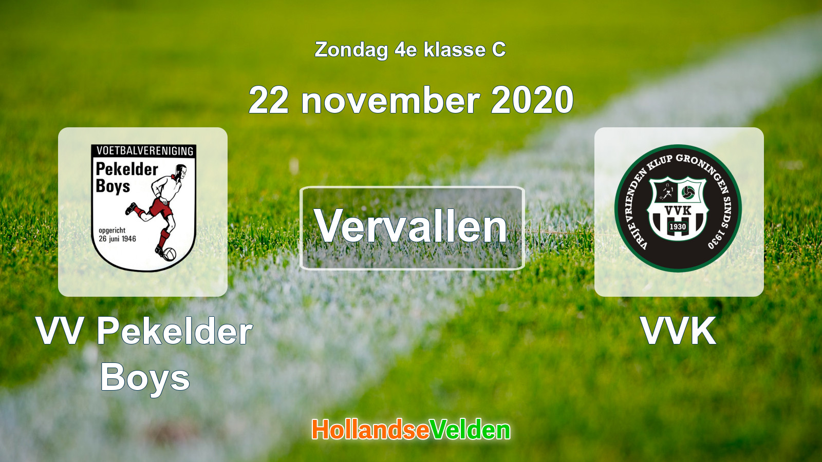 Geplande wedstrijd: VV Pekelder Boys - VVK (22 november 2020)